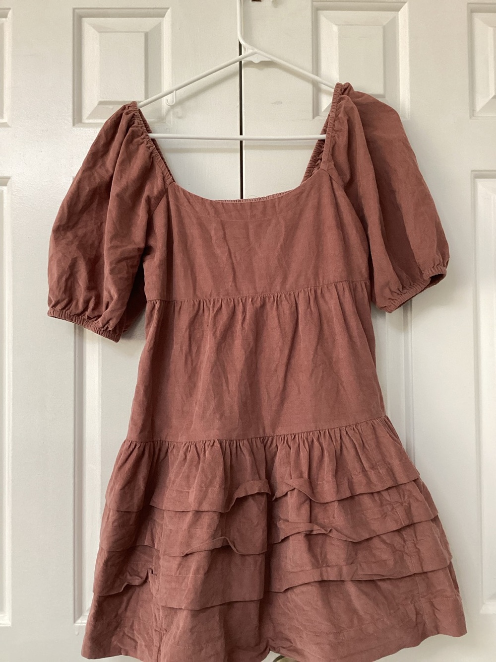 American Eagle Dusty Rose Tiered Mini Dress (Size Small) with pockets